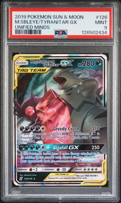 SM Unified Minds Mega Sableye Tyranitar GX Ultra Rare Holo Card 126/236 PSA 9 - Image 1