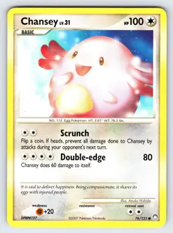 Chansey 76/123 2007 D&P Mysterious Treasures Pokemon Card TCG Common - VLP - Image 1