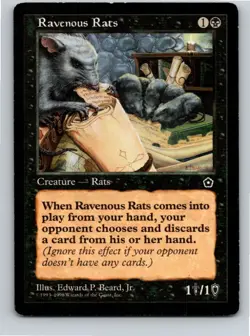 Magic the Gathering HP Ravenous Rats Portal Second Age MTG Free Shipping - Image 1