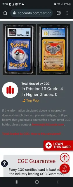 (POP 4) CGC 10 PRISTINE 2001 Pokemon Neo Revelation 1st Edition Graveler 30/64 - Image 5
