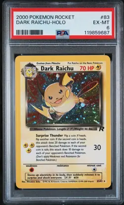 2000 Pokemon Rocket Dark Raichu #83/82 Holo PSA 6 - Image 1