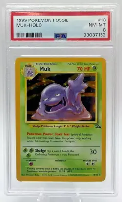 Pokemon Muk Holo Foil Holo 1999 Fossil Set # 13/62 PSA 8 NM Mint - Image 1