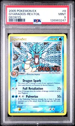 2005 POKEMON EX DEOXYS #8 GYARADOS-REVERSE FOIL PSA 9 - Image 1