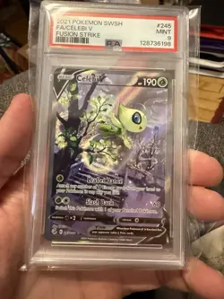 2021 POKEMON SWORD & SHIELD FUSION STRIKE #245 FULL ART/CELEBI V PSA 9 - Image 1