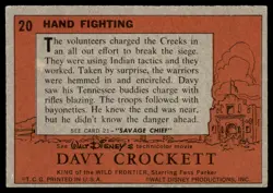 1956 TOPPS DAVY CROCKETT HAND FIGHTING #20 - Image 2