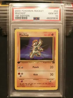 2000 Pokemon 1st edition Rocket #59 Machop PSA 10 - Image 1