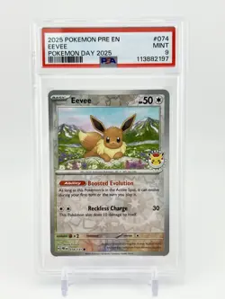 Pokemon TCG Eevee 074/131 Prismatic Evolutions Pokemon Day 2025 Promo - PSA 9 - Image 1