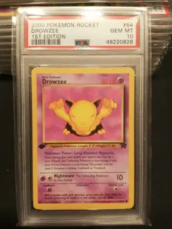 2000 Pokemon 1st edition Rocket #54 Drowzee PSA 10 - Image 1
