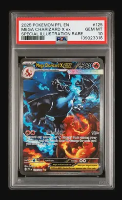 2025 POKEMON PFL EN MEGA CHARIZARD X ex 125/094 SIR PHANTASMAL FLAMES PSA 10 - Image 3