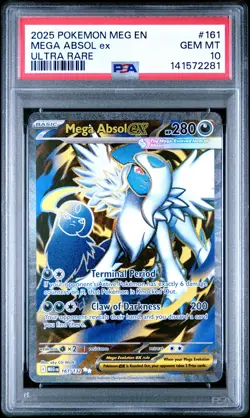 2025 POKEMON MEG EN-MEGA EVOLUTION ULTRA RARE #161 MEGA ABSOL EX PSA 10 - Image 1