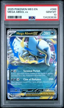 2025 Pokemon Mega Evolution MEG En Mega Absol EX #086 PSA 10 Gem Mint - Image 1