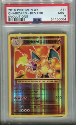 PSA 9 Charizard Reverse Holo Foil 11 XY Evolutions 2016 Pokemon Card - Image 1