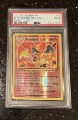 2016 Pokemon XY Charizard Reverse Foil Evolutions #11 PSA 9 Mint Perfect Card - Image 1