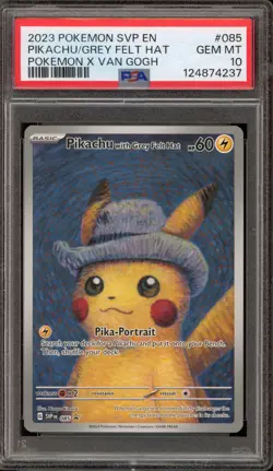 Pokemon Pikachu with Grey Felt Hat Van Gogh Full Art Promo SVP EN 085 PSA 10 - Image 1