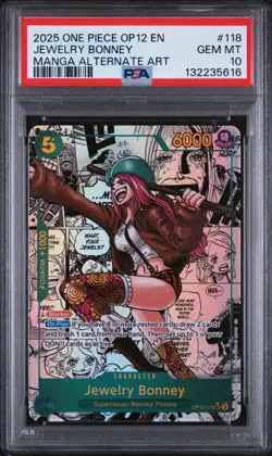 One Piece 2025 Jewelry Bonney Manga Alternate Art OP12-118 SEC PSA 10 Gem Mint - Image 1