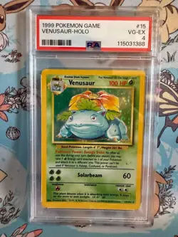 Pokemon Card TCG Venusaur Base Set Holo Unlimited Rare Card 15/102 PSA 4 - Image 1