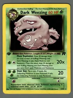 Dark Weezing 14/82 - 1st Edition Team Rocket Holo - MP Pokemon Card - HD Photos - Image 1