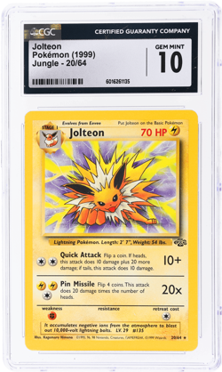 1999 Pokemon Jungle Jolteon #20 CGC 10 - Image 1