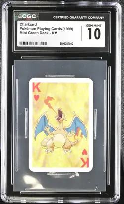 1999 Pokemon Playing Cards Charizard King of Hearts Mini Green Deck CGC 10 - Image 1