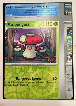 Pokemon TCG Misprint Error Miscut NFC Amoonguss Reverse Holo NM Obsidian Flames - Image 1