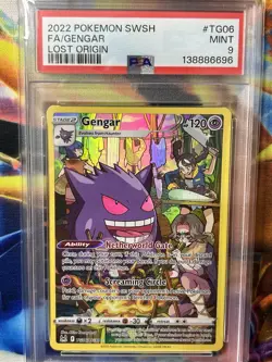 2022 POKEMON SWORD & SHIELD LOST ORIGIN TG06 FULL ART GENGAR PSA 9 Mint - Image 1