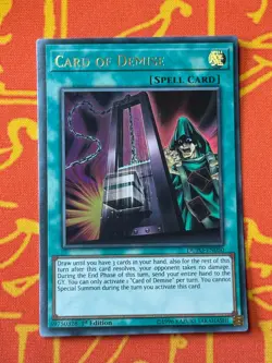 YUGIOH CARD OF DEMISE ULTRA RARE 1ST EDITION NM DUPO-EN050 - Image 1