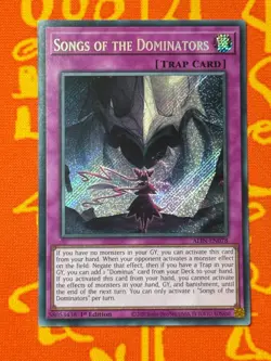 YUGIOH SONGS OF THE DOMINATORS SECRET RARE 1ST EDITION NM ALIN-EN078 - Image 1