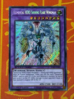 YUGIOH ELEMENTAL HERO SHINING FLARE WINGMAN SECRET 1ST NM SGX3-ENI25 SPEED DUEL - Image 1