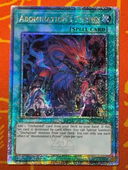 YUGIOH ABOMINATION'S PRISON QUARTER CENTURY SECRET RARE NM RA02-EN064 - Image 1