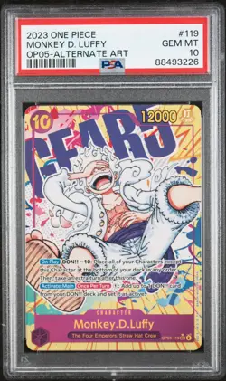 MONKEY D. LUFFY ALTERNATE ART PSA 10 ONE PIECE OP05-AWAKENING OF THE NEW ERA - Image 1