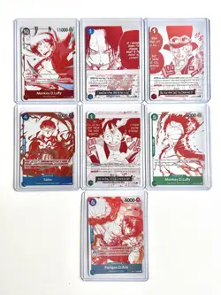Full Set (7 Cards) OP-13 ENG One Piece Treasure Pack Promo Red & White - Image 1