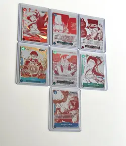 Full Set (7 Cards) OP-13 ENG One Piece Treasure Pack Promo Red & White - Image 2