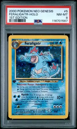 2000 Pokemon Neo Genesis 1st Edition #5 Feraligatr Holo PSA 8 NM-MT SWIRL 🌀 - Image 1