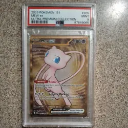 2023 Pokemon Metal TCG Mew EX 205/165 UPC Promo Scarlet & Violet 151 Gold PSA 9 - Image 1