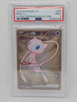 2023 Pokemon Metal TCG Mew EX 205/165 UPC Promo Scarlet & Violet 151 Gold PSA 9 - Image 1