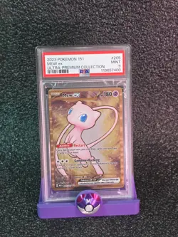 2023 Pokemon Metal TCG Mew EX 205/165 UPC Promo Scarlet & Violet 151 Gold PSA 9 - Image 1