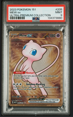 2023 Pokemon Metal TCG Mew EX 205/165 UPC Promo Scarlet & Violet 151 Gold PSA 9 - Image 1