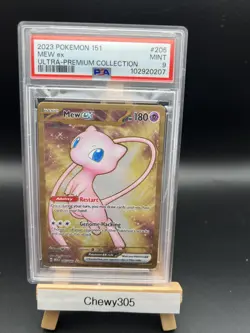 2023 Pokemon Metal TCG Mew EX 205/165 UPC Promo Scarlet & Violet 151 Gold PSA 9 - Image 1