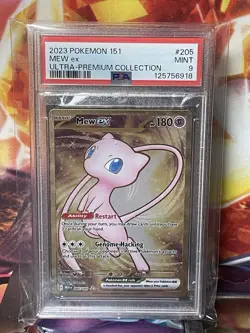 Pokemon TCG Mew EX 205/165 METAL UPC Promo Scarlet & Violet 151 Gold PSA 9 - Image 1