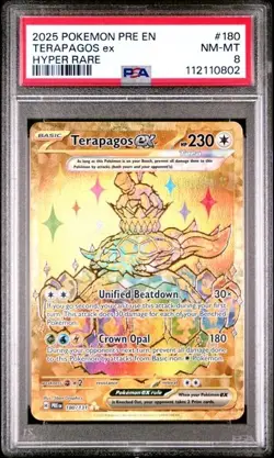 2025 POKEMON PRE EN-PRISMATIC EVOLUTIONS #180 TERAPAGOS EX HYPER RARE PSA 8 - Image 1