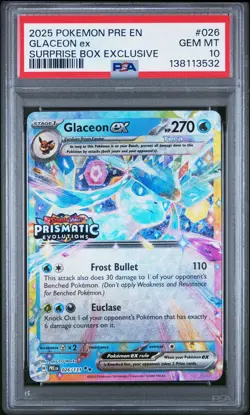 2025 POKEMON PRE EN-PRISMATIC EVOLUTIONS #026 GLACEON EX PSA 10 - Image 1