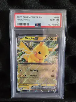 PSA GEM MT 10 - 2025 POKEMON PRE EN-PRISMATIC EVOLUTIONS 028 PIKACHU ex - Image 1