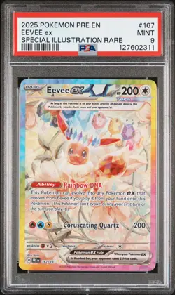2025 POKEMON PRE EN-PRISMATIC EVOLUTIONS #167 EEVEE EX PSA 9 - Image 1