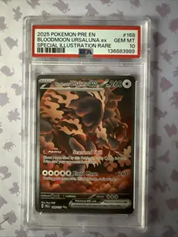 2025 POKEMON PRE EN-PRISMATIC EVOLUTIONS #168 BLOODMOON URSALUNA EX PSA 10 - Image 1