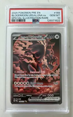 2025 POKEMON PRE EN-PRISMATIC EVOLUTIONS #168 BLOODMOON URSALUNA EX PSA 10 - Image 1