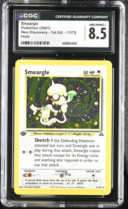 CGC 8.5 Smeargle Neo Discovery 1st Edition 11/75 Holo Pokemon Card - Image 1
