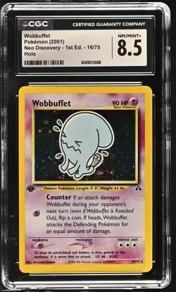 CGC 8.5 Wobbuffet Neo Discovery 1st Edition 16/75 Holo Pokemon Card - Image 1