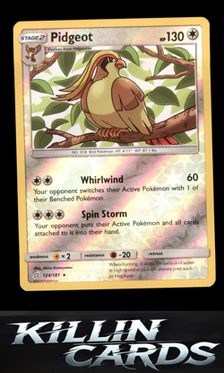 Reverse Holofoil Pidgeot 124/181 Pokemon Rare SM - Team Up Card NM - Image 1
