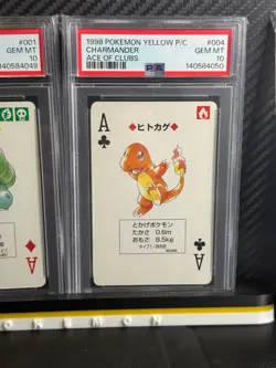 SEQUENTIAL PSA 10 ACE'S BULBASAUR CHARMANDER SQUIRTLE 1998 YELLOW PLAYING CARDS - Image 3