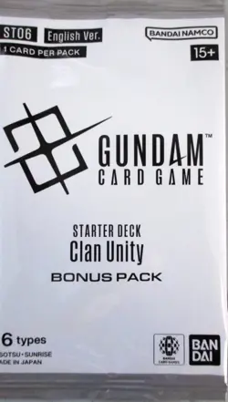 ST06 Clan Unity Starter Deck Bonus Pack Gundam Card Game English Promo - Image 1